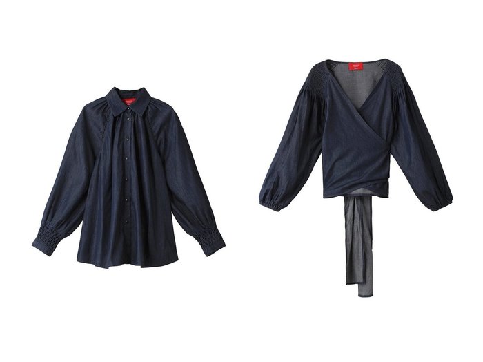 【Ron Herman/ロンハーマン】の【Merlette】【Ron Herman 15th限定】Tiana Smocked Denim&【Merlette】【Ron Herman 15th限定】Sant Josep Denim ブラウス 【トップス、カットソー 人気通販 コーディネート通販】おすすめ！人気、トレンド、レディースファッションの通販    おすすめ人気トレンドファッション通販アイテム 人気、トレンドファッション・服の通販 founy(ファニー) 　ファッション　Fashion　レディースファッション　WOMEN　トップス・カットソー　Tops/Tshirt　シャツ/ブラウス　Shirts/Blouses　2024年　2024　2024-2025秋冬・A/W　Aw/Autumn/Winter/Fw/Fall/2024-2025　A/W・秋冬　Aw・Autumn/Winter・Fw・Fall-Winter　ギャザー　Gather　スリーブ　Sleeve　デニム　Denim　トリミング　Trimming　ボトム　Bottom　レース　Race　ロング　Long　別注　Special Order　|ID:crp329100000194115