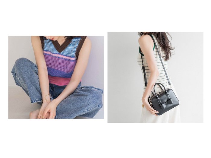 【LOWRYS FARM/ローリーズファーム】のリボンボストンBAG&ガラベスト 【プチプライス、格安、低価格 人気通販 コーディネート通販】おすすめ！人気、トレンド、レディースファッションの通販    おすすめ人気トレンドファッション通販アイテム インテリア・キッズ・メンズ・レディースファッション・服の通販 founy(ファニー) https://founy.com/ ファッション Fashion レディースファッション WOMEN バッグ Bag アウター Coat Outerwear トップス・カットソー Tops/Tshirt ベスト/ジレ Gilets/Vests ハンドバッグ Handbag ボストン Boston ボストンバッグ Boston Bag リボン Ribbon 人気 Popularity おすすめ Recommend アクリル Acrylic ストレート Straight トレンド Trend フェザーヤーン Feather Yarn ボトム Bottom ミックス Mix 楽ちん Easy |ID:crp329100000194196