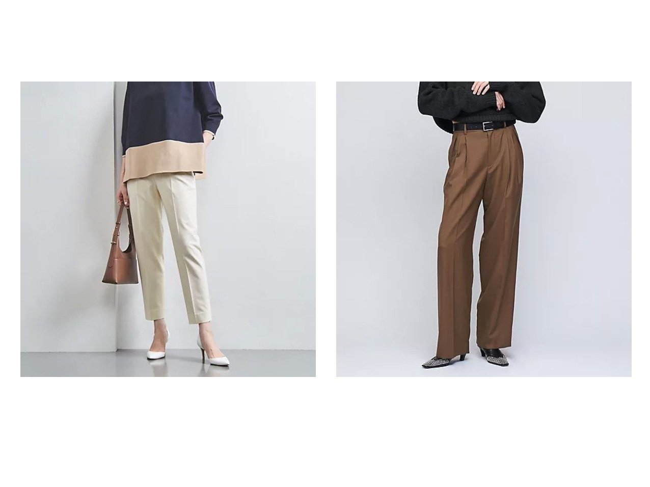 【UNITED ARROWS/ユナイテッドアローズ】のテーパード スリムパンツ WHITE&タックパンツ 【パンツ 人気通販 コーディネート通販】おすすめ！人気、トレンド、レディースファッションの通販    おすすめ人気トレンドファッション通販アイテム インテリア・キッズ・メンズ・レディースファッション・服の通販 founy(ファニー) 　ファッション　Fashion　レディースファッション　WOMEN　パンツ　Pants　ジャケット　Jacket　スリム　Slim　テーパード　Tapered　定番　Standard　なめらか　Smooth　フィット　Fit　フォルム　Form　ボトム　Bottom　ポケット　Pocket　リラックス　Relax　A/W・秋冬　Aw・Autumn/Winter・Fw・Fall-Winter　おすすめ　Recommend　コンパクト　Compact　ショート　Short　セットアップ　Set Up　マニッシュ　Mannish　ワイド　Wide　ホワイト系　White　ブルー系　Blue　|ID:crp329100000194205