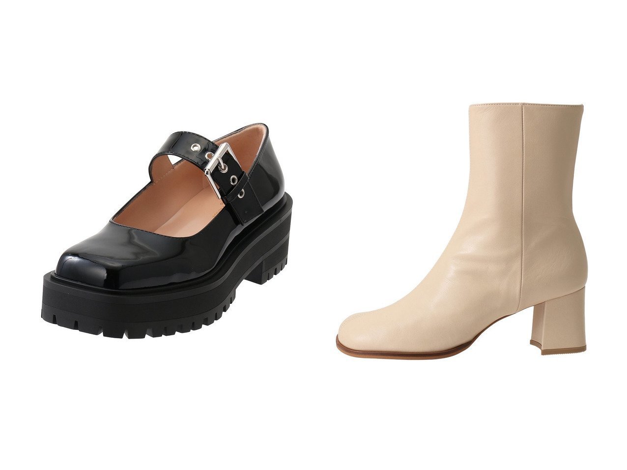 【HEWN/ヒューン】のアンクルブーツ&【Ron Herman/ロンハーマン】の【Gianvito Rossi】【Ron Herman別注】パテントシューズ 【シューズ・靴 人気通販 コーディネート通販】おすすめ！人気、トレンド、レディースファッションの通販    おすすめ人気トレンドファッション通販アイテム インテリア・キッズ・メンズ・レディースファッション・服の通販 founy(ファニー) 　ファッション　Fashion　レディースファッション　WOMEN　A/W・秋冬　Aw・Autumn/Winter・Fw・Fall-Winter　アンクル　Uncle　ショート　Short　フォルム　Form　ブロック　Block　ラウンド　Round　NEW・新作・新着・新入荷　New Arrivals　2024年　2024　2024-2025秋冬・A/W　Aw/Autumn/Winter/Fw/Fall/2024-2025　シューズ　Shoes　ストラップシューズ　Strap Shoes　タイツ　Tights　デニム　Denim　パーティ　Party　ミックス　Mix　ラバー　Rubber　エレガント 上品　Elegant　別注　Special Order　ベージュ系　Beige　ブラック系　Black　|ID:crp329100000194225