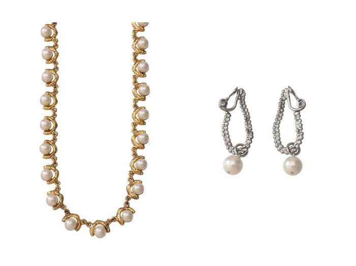 【ADER bijoux/アデル ビジュー】のCUTSTEEL twist chain pearl イヤリング&VAGUE motif ネックレス 【アクセサリー、ジュエリー 人気通販 コーディネート通販】おすすめ！人気、トレンド、レディースファッションの通販    おすすめ人気トレンドファッション通販アイテム 人気、トレンドファッション・服の通販 founy(ファニー) 　ファッション　Fashion　レディースファッション　WOMEN　ジュエリー　Jewelry　ネックレス　Necklaces　リング　Rings　イヤリング　Earrings　2024年　2024　2024-2025秋冬・A/W　Aw/Autumn/Winter/Fw/Fall/2024-2025　A/W・秋冬　Aw・Autumn/Winter・Fw・Fall-Winter　ショート　Short　ネックレス　Necklace　パール　Pearl　フォルム　Form　定番　Standard　イヤリング　Earrings　ガラス　Glass　チェーン　Chain　|ID:crp329100000194269