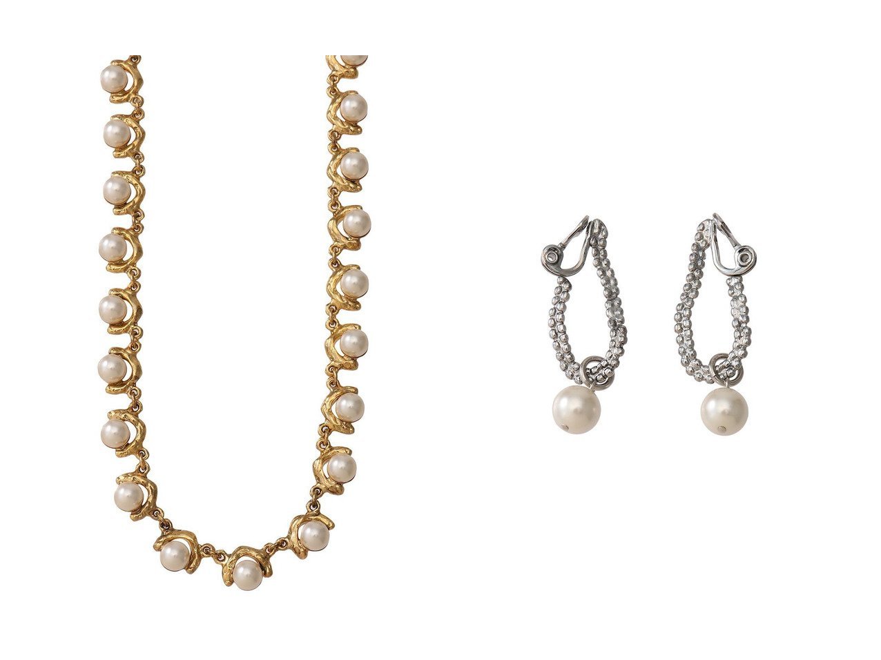 【ADER bijoux/アデル ビジュー】のCUTSTEEL twist chain pearl イヤリング&VAGUE motif ネックレス 【アクセサリー、ジュエリー 人気通販 コーディネート通販】おすすめ！人気、トレンド、レディースファッションの通販    おすすめ人気トレンドファッション通販アイテム インテリア・キッズ・メンズ・レディースファッション・服の通販 founy(ファニー) 　ファッション　Fashion　レディースファッション　WOMEN　ジュエリー　Jewelry　ネックレス　Necklaces　リング　Rings　イヤリング　Earrings　2024年　2024　2024-2025秋冬・A/W　Aw/Autumn/Winter/Fw/Fall/2024-2025　A/W・秋冬　Aw・Autumn/Winter・Fw・Fall-Winter　ショート　Short　ネックレス　Necklace　パール　Pearl　フォルム　Form　定番　Standard　イヤリング　Earrings　ガラス　Glass　チェーン　Chain　シルバー系　Silver　ゴールド系　Gold　|ID:crp329100000194269