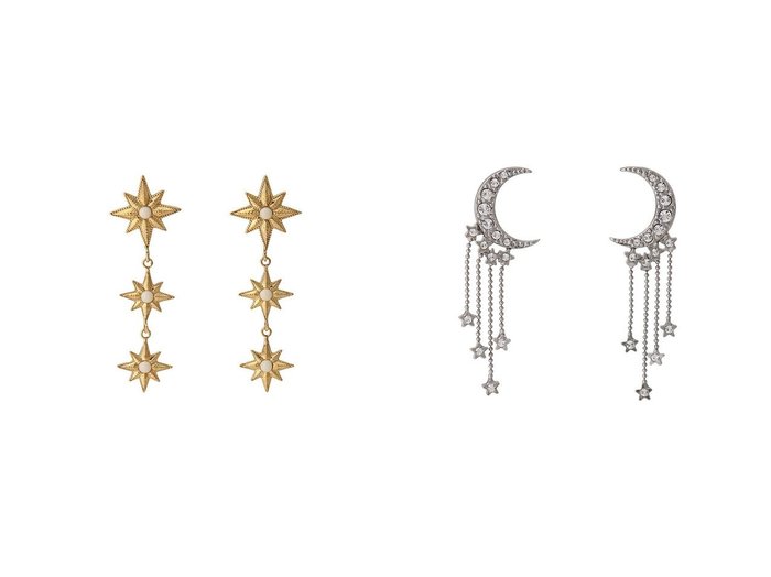 【ADER bijoux/アデル ビジュー】のSTAR motif triple ピアス&MOON star fringe ピアス 【アクセサリー、ジュエリー 人気通販 コーディネート通販】おすすめ！人気、トレンド、レディースファッションの通販    おすすめ人気トレンドファッション通販アイテム インテリア・キッズ・メンズ・レディースファッション・服の通販 founy(ファニー) https://founy.com/ ファッション Fashion レディースファッション WOMEN ジュエリー Jewelry リング Rings イヤリング Earrings 2024年 2024 2024-2025秋冬・A/W Aw/Autumn/Winter/Fw/Fall/2024-2025 A/W・秋冬 Aw・Autumn/Winter・Fw・Fall-Winter イヤリング Earrings モチーフ Motif ヴィンテージ Vintage エレガント 上品 Elegant オケージョン Occasion シンプル Simple フリンジ Fringe ランダム Random |ID:crp329100000194270