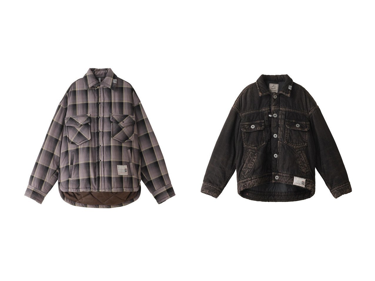 【Maison MIHARA YASUHIRO / MEN/メゾン ミハラヤスヒロ】の【MEN】チェック PUFFER シャツ&【MEN】PUFFER デニムジャケット 【MEN】おすすめ！人気トレンド・男性、メンズファッションの通販    おすすめ人気トレンドファッション通販アイテム インテリア・キッズ・メンズ・レディースファッション・服の通販 founy(ファニー) 　ファッション　Fashion　メンズファッション　MEN　2024年　2024　2024-2025秋冬・A/W　Aw/Autumn/Winter/Fw/Fall/2024-2025　A/W・秋冬　Aw・Autumn/Winter・Fw・Fall-Winter　シンプル　Simple　ジャケット　Jacket　デニム　Denim　ブルゾン　Blouson　リュクス　Luxe　ヴィンテージ　Vintage　おすすめ　Recommend　スリーブ　Sleeve　チェック　Check　ロング　Long　ブラック系　Black　イエロー系　Yellow　|ID:crp329100000194282