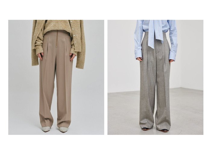 【BEIGE,/ベイジ,】のフロントジップワイドパンツ&ウールヘリンボーンタックワイドパンツ 【パンツ 人気通販 コーディネート通販】おすすめ！人気、トレンド、レディースファッションの通販    おすすめ人気トレンドファッション通販アイテム 人気、トレンドファッション・服の通販 founy(ファニー) 　ファッション　Fashion　レディースファッション　WOMEN　パンツ　Pants　NEW・新作・新着・新入荷　New Arrivals　A/W・秋冬　Aw・Autumn/Winter・Fw・Fall-Winter　ジップ　Zip　ドレープ　Drape　ロング　Long　ワイド　Wide　S/S・春夏　Ss・Spring/Summer　クラシカル　Classical　クラシック　Classic　シンプル　Simple　ジャケット　Jacket　セットアップ　Set Up　ツィード　Tweed　ヘリンボーン　Herringbone　夏　Summer　|ID:crp329100000194657