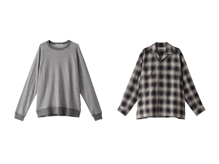 【SEVEN BY SEVEN / MEN/セブン バイ セブン】の【MEN】OMBRE CHECK オープンカラーシャツ‐ Yak‐&【MEN】ラグランスリーブスウェットシャツ‐ Wool‐ 【MEN】おすすめ！人気トレンド・男性、メンズファッションの通販    おすすめ人気トレンドファッション通販アイテム インテリア・キッズ・メンズ・レディースファッション・服の通販 founy(ファニー) https://founy.com/ ファッション Fashion メンズファッション MEN トップス・カットソー Tops/Tshirt/Men パーカ Sweats シャツ Shirts シンプル Simple スリーブ Sleeve ベーシック Basic ロング Long NEW・新作・新着・新入荷 New Arrivals おすすめ Recommend クラシカル Classical チェック Check ボトム Bottom 羽織 Haori |ID:crp329100000194704