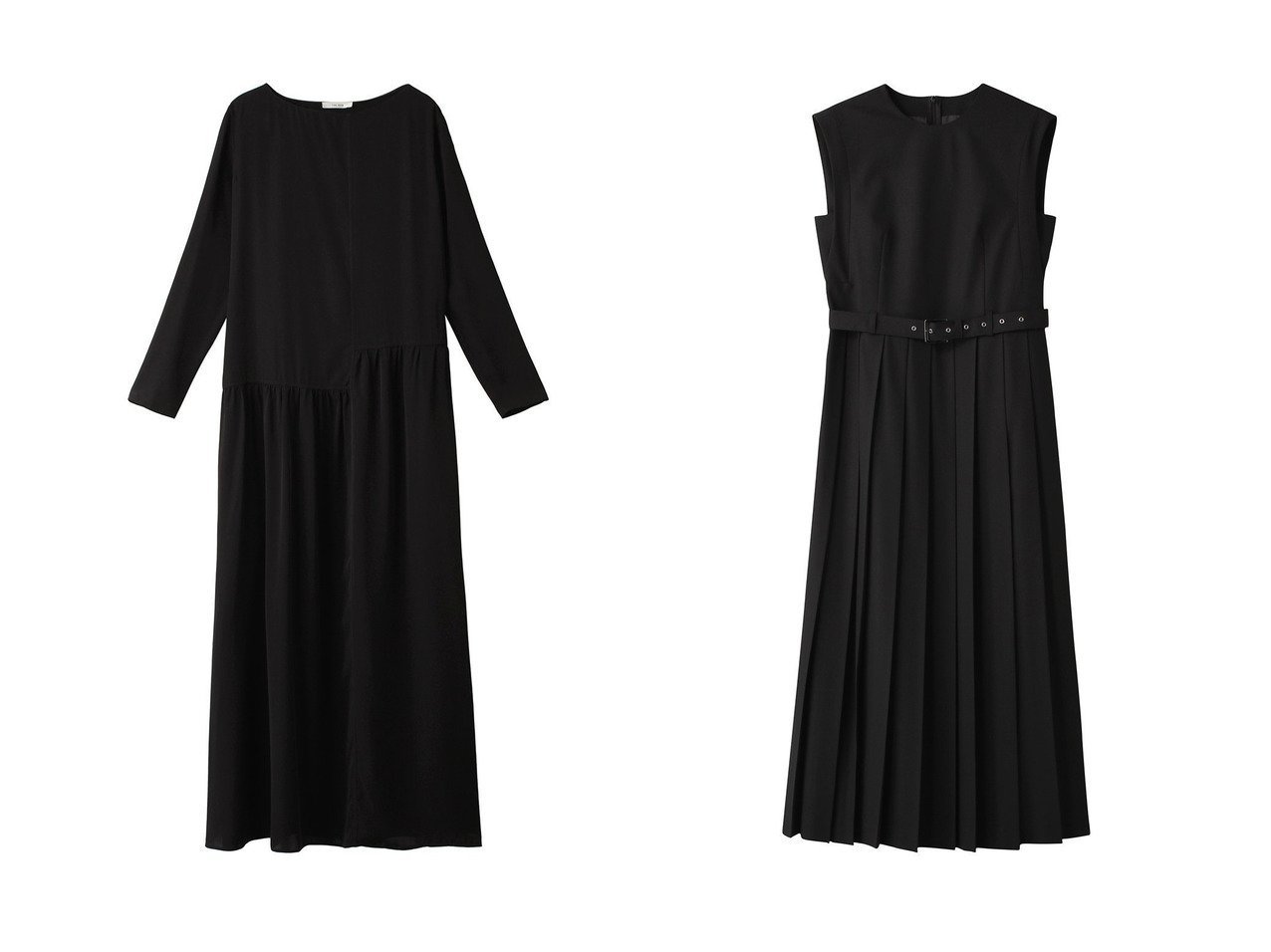 【THE ROW/ザ ロウ】のCALLAS DRESS&【allureville/アルアバイル】のTRトロサイドスリットプリーツワンピース 【ワンピース、ドレス 人気通販 コーディネート通販】おすすめ！人気、トレンド、レディースファッションの通販   MEN】おすすめ！人気トレンド・男性、メンズファッションの通販    おすすめ人気トレンドファッション通販アイテム インテリア・キッズ・メンズ・レディースファッション・服の通販 founy(ファニー) 　ファッション　Fashion　レディースファッション　WOMEN　ワンピース　Dress　ドレス　Party Dresses　チュニック　Tunic　エレガント 上品　Elegant　キュプラ　Cupra　ギャザー　Gather　シューズ　Shoes　チュニック　Tunic　ドレス　Dress　ドレープ　Drape　フェミニン　Feminine　ロング　Long　NEW・新作・新着・新入荷　New Arrivals　ブラック系　Black　|ID:crp329100000194720