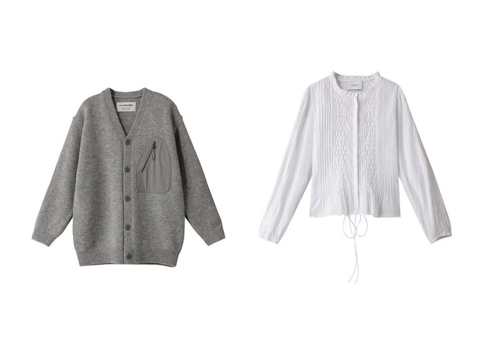 【and wander/アンドワンダー】の【UNISEX】shetland wool cardigan&【MERLETTE/マーレット】のBIENNE ピンタック&スモッキング刺しゅうブラウス 【トップス、カットソー 人気通販 コーディネート通販】おすすめ！人気、トレンド、レディースファッションの通販   MEN】おすすめ！人気トレンド・男性、メンズファッションの通販    おすすめ人気トレンドファッション通販アイテム 人気、トレンドファッション・服の通販 founy(ファニー) 　ファッション　Fashion　レディースファッション　WOMEN　トップス・カットソー　Tops/Tshirt　ニット　Knit Tops　カーディガン　Cardigans　シャツ/ブラウス　Shirts/Blouses　ユニセックス　Unisex　カーディガン　Cardigan　ポケット　Pocket　エレガント 上品　Elegant　NEW・新作・新着・新入荷　New Arrivals　|ID:crp329100000194785