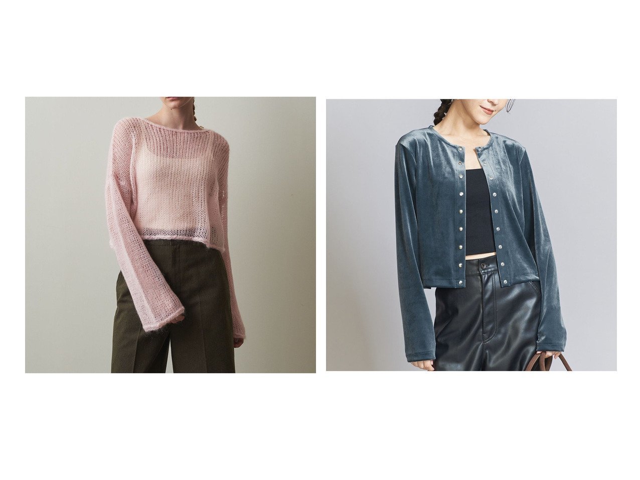 【BEAUTY&YOUTH / UNITED ARROWS/ビューティ&ユース ユナイテッドアローズ】のベロア コンパクト カーディガン&Steven Alan モヘヤ ミックス ニット プルオーバー 【 人気通販 コーディネート通販】おすすめ！人気、トレンド、レディースファッションの通販    おすすめ人気トレンドファッション通販アイテム インテリア・キッズ・メンズ・レディースファッション・服の通販 founy(ファニー) 　ファッション　Fashion　レディースファッション　WOMEN　トップス・カットソー　Tops/Tshirt　ニット　Knit Tops　プルオーバー　Pullover　カーディガン　Cardigans　ベロア　Velour　A/W・秋冬　Aw・Autumn/Winter・Fw・Fall-Winter　インナー　Inner　カーディガン　Cardigan　キャミソール　Camisole　スリーブ　Sleeve　フェミニン　Feminine　ミックス　Mix　モヘヤ　Mohair　ロング　Long　ワイド　Wide　おすすめ　Recommend　クロップド　Cropped　コンパクト　Compact　シルバー　Silver　デニム　Denim　トレンド　Trend　ベロア　Velor　ボトム　Bottom　エレガント 上品　Elegant　秋　Autumn/Fall　羽織　Haori　レッド系　Red　ブルー系　Blue　ホワイト系　White　ブラック系　Black　|ID:crp329100000195115