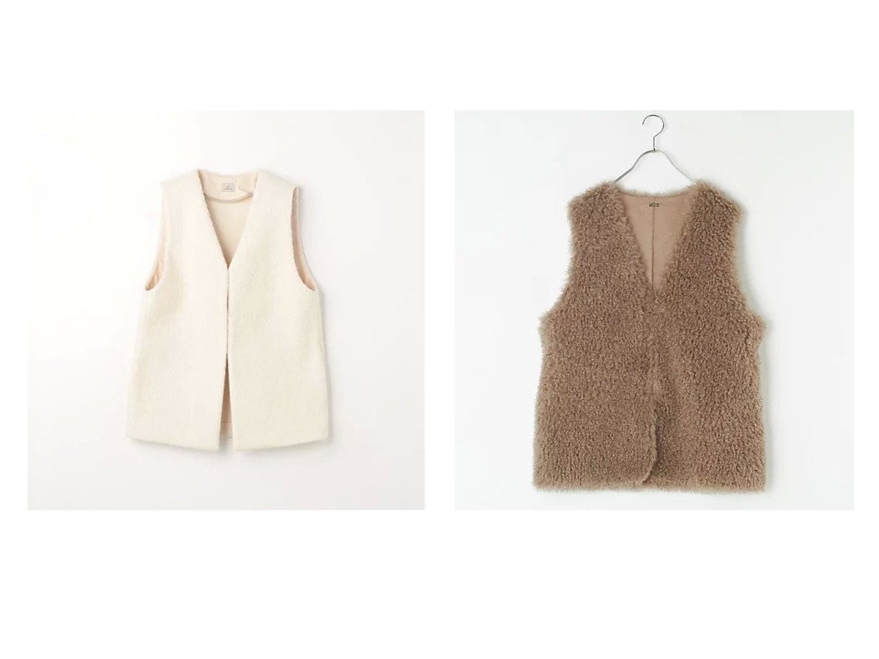 【MICA & DEAL/マイカ ディール】のV neck far vest&【green label relaxing / UNITED ARROWS/グリーンレーベル リラクシング / ユナイテッドアローズ】のライトボア ベスト 【アウター 人気通販 コーディネート通販】おすすめ！人気、トレンド、レディースファッションの通販    おすすめ人気トレンドファッション通販アイテム インテリア・キッズ・メンズ・レディースファッション・服の通販 founy(ファニー) 　ファッション　Fashion　レディースファッション　WOMEN　アウター　Coat Outerwear　トップス・カットソー　Tops/Tshirt　ベスト/ジレ　Gilets/Vests　秋　Autumn/Fall　シンプル　Simple　ハイネック　High Neck　ベスト　Vest　冬　Winter　A/W・秋冬　Aw・Autumn/Winter・Fw・Fall-Winter　スエード　Suede　フロント　Front　ポケット　Pocket　リバーシブル　Reversible　人気　Popularity　夏　Summer　定番　Standard　グレー系　Gray　|ID:crp329100000195141