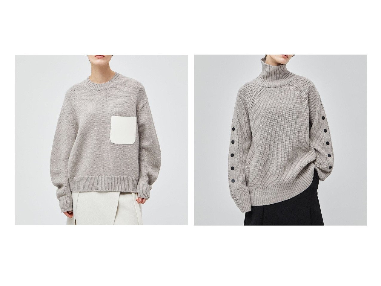 【BEIGE,/ベイジ,】の【洗える】 フェイクレザーポケットクルーネックトップス&【洗える】 ボタンディティールハイネックトップス 【トップス、カットソー 人気通販 コーディネート通販】おすすめ！人気、トレンド、レディースファッションの通販    おすすめ人気トレンドファッション通販アイテム インテリア・キッズ・メンズ・レディースファッション・服の通販 founy(ファニー) 　ファッション　Fashion　レディースファッション　WOMEN　トップス・カットソー　Tops/Tshirt　ニット　Knit Tops　NEW・新作・新着・新入荷　New Arrivals　A/W・秋冬　Aw・Autumn/Winter・Fw・Fall-Winter　インナー　Inner　カットソー　Cut And Sew　コンパクト　Compact　シンプル　Simple　セーター　Sweater　タイトスカート　Tight Skirt　ボトム　Bottom　ポケット　Pocket　ワイド　Wide　洗える　Washable　ブルー系　Blue　|ID:crp329100000195154