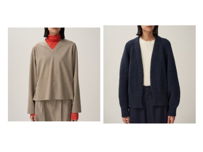 【ATON/エイトン】のWOOL CASHMERE SILK カーディガン&MERINO COLLEGE JERSEY Vネックプルオーバー 【トップス、カットソー 人気通販 コーディネート通販】おすすめ！人気、トレンド、レディースファッションの通販    おすすめ人気トレンドファッション通販アイテム 人気、トレンドファッション・服の通販 founy(ファニー) ファッション Fashion レディースファッション WOMEN トップス・カットソー Tops/Tshirt シャツ/ブラウス Shirts/Blouses ロング / Tシャツ T-Shirts プルオーバー Pullover カットソー Cut and Sewn Vネック V-Neck カーディガン Cardigans カットソー Cut And Sew ジャージ Jersey ジャージー Jersey セットアップ Set Up ドレープ Drape バランス Balance ワイド Wide A/W・秋冬 Aw・Autumn/Winter・Fw・Fall-Winter NEW・新作・新着・新入荷 New Arrivals おすすめ Recommend カシミヤ Cashmere カーディガン Cardigan シルク Silk ダメージ Damage ハンド Hand |ID:crp329100000195157