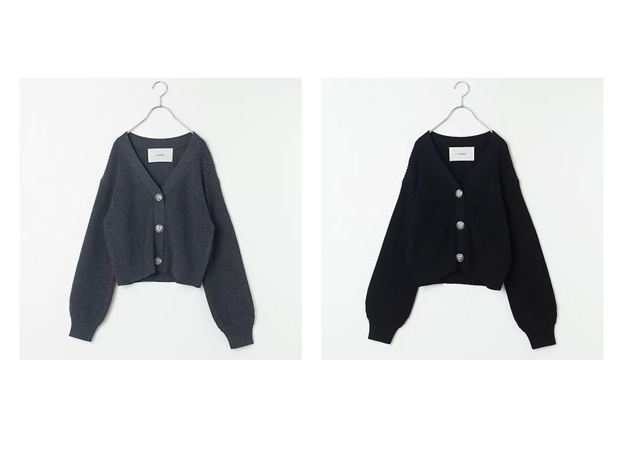 【ADAWAS/アダワス】の【五明祐子さんコラボ】【洗える】SHORT V-NECK CARDIGAN 【トップス、カットソー 人気通販 コーディネート通販】おすすめ！人気、トレンド、レディースファッションの通販    おすすめ人気トレンドファッション通販アイテム インテリア・キッズ・メンズ・レディースファッション・服の通販 founy(ファニー) 　ファッション　Fashion　レディースファッション　WOMEN　トップス・カットソー　Tops/Tshirt　カーディガン　Cardigans　Vネック　V-Neck　アクリル　Acrylic　カーディガン　Cardigan　コラボ　Collaboration　フォルム　Form　ボトム　Bottom　春　Spring　洗える　Washable　畦　Ridge　グレー系　Gray　ブラック系　Black　|ID:crp329100000195174