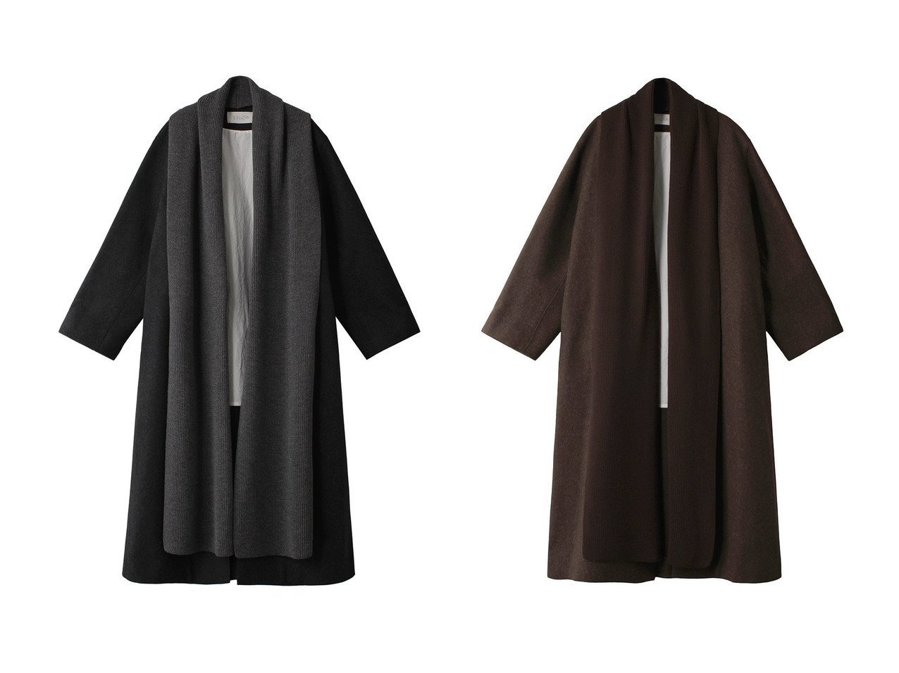 【PLAIN PEOPLE/プレインピープル】の【ESLOW】TOP MELTON ROBE COAT 【アウター 人気通販 コーディネート通販】おすすめ！人気、トレンド、レディースファッションの通販   おすすめ人気トレンドファッション通販アイテム インテリア・キッズ・メンズ・レディースファッション・服の通販 founy(ファニー) 　ファッション　Fashion　レディースファッション　WOMEN　アウター　Coat Outerwear　コート　Coats　ショール　Shawl　シンプル　Simple　ストール　Stall　メルトン　Melton　ロング　Long　NEW・新作・新着・新入荷　New Arrivals　グレー系　Gray　ブラウン系　Brown　|ID:crp329100000195250