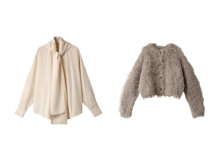 【CLANE/クラネ】のSHAGGY SHORT KNIT CARDIGAN ニット/セーター&BOW TIE HOODIE SHIRT シャツ/ブラウス 【トップス、カットソー 人気通販 コーディネート通販】おすすめ！人気、トレンド、レディースファッションの通販   おすすめ人気トレンドファッション通販アイテム 人気、トレンドファッション・服の通販 founy(ファニー) 　ファッション　Fashion　レディースファッション　WOMEN　トップス・カットソー　Tops/Tshirt　シャツ/ブラウス　Shirts/Blouses　ニット　Knit Tops　カーディガン　Cardigans　スリーブ　Sleeve　フロント　Front　リボン　Ribbon　ロング　Long　NEW・新作・新着・新入荷　New Arrivals　|ID:crp329100000195278