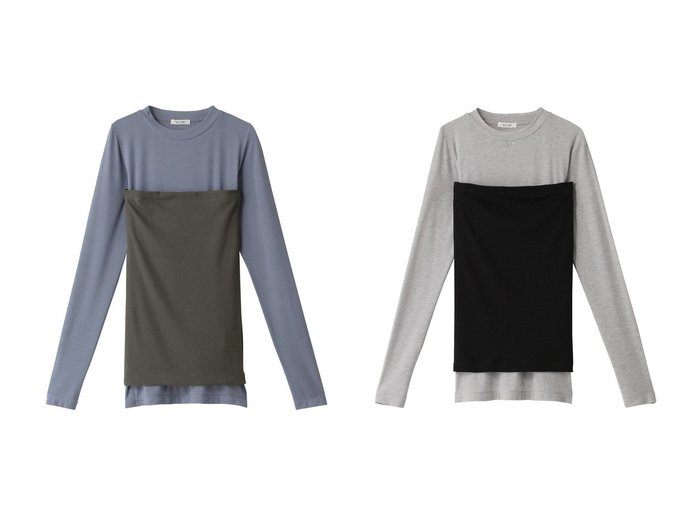 【PLAIN PEOPLE/プレインピープル】の【ESLOW】CASHMERE SILK JERSEY LAYERED TOP 【トップス、カットソー 人気通販 コーディネート通販】おすすめ！人気、トレンド、レディースファッションの通販   おすすめ人気トレンドファッション通販アイテム 人気、トレンドファッション・服の通販 founy(ファニー) 　ファッション　Fashion　レディースファッション　WOMEN　トップス・カットソー　Tops/Tshirt　シャツ/ブラウス　Shirts/Blouses　ロング / Tシャツ　T-Shirts　カットソー　Cut and Sewn　カシミヤ　Cashmere　シルク　Silk　スリット　Slit　スリーブ　Sleeve　ビスチェ　Bustier　ロング　Long　NEW・新作・新着・新入荷　New Arrivals　|ID:crp329100000195282