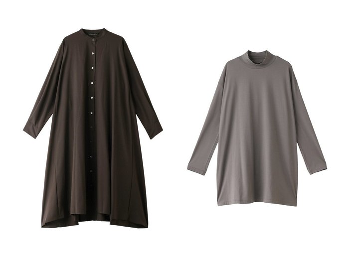 【mizuiro ind/ミズイロ インド】のhigh neck wide tunic チュニック&バンドカラーフレアシャツワンピース 【ワンピース、ドレス 人気通販 コーディネート通販】おすすめ！人気、トレンド、レディースファッションの通販  おすすめ人気トレンドファッション通販アイテム 人気、トレンドファッション・服の通販 founy(ファニー) 　ファッション　Fashion　レディースファッション　WOMEN　ワンピース　Dress　シャツワンピース　Shirt Dresses　チュニック　Tunic　シンプル　Simple　チュニック　Tunic　フレア　Flare　ロング　Long　羽織　Haori　インナー　Inner　|ID:crp329100000195442