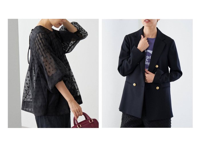 【IENA/イエナ】のウーステッド ダブルブレストジャケット&トラッゾドンナ dotblouse ブラウス DOTBLOUSE 【 人気通販 コーディネート通販】おすすめ！人気、トレンド、レディースファッションの通販    おすすめ人気トレンドファッション通販アイテム 人気、トレンドファッション・服の通販 founy(ファニー) ファッション Fashion レディースファッション WOMEN トップス・カットソー Tops/Tshirt シャツ/ブラウス Shirts/Blouses アウター Coat Outerwear ジャケット Jackets モダン Modern 2024年 2024 2024-2025秋冬・A/W Aw/Autumn/Winter/Fw/Fall/2024-2025 ジャケット Jacket バランス Balance ベーシック Basic エレガント 上品 Elegant |ID:crp329100000195546