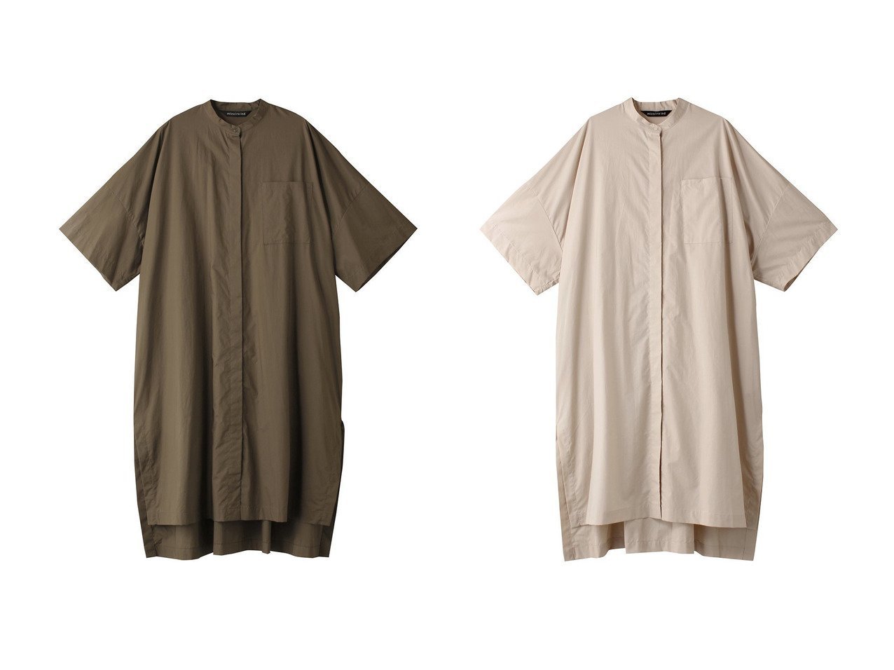 【mizuiro ind/ミズイロ インド】のstand collar hlf slv shirt OP ワンピース 【ワンピース、ドレス 人気通販 コーディネート通販】おすすめ！人気、トレンド、レディースファッションの通販    おすすめ人気トレンドファッション通販アイテム インテリア・キッズ・メンズ・レディースファッション・服の通販 founy(ファニー) 　ファッション　Fashion　レディースファッション　WOMEN　ワンピース　Dress　チュニック　Tunic　スリット　Slit　チュニック　Tunic　ロング　Long　ホワイト系　White　グリーン系　Green　パープル系　Purple　ブルー系　Blue　グレー系　Gray　ブラック系　Black　|ID:crp329100000195561