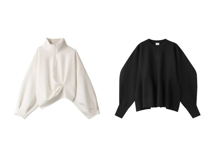 【MANOF/マノフ】のFLARE KNIT TOPS ニット/セーター&ARRNAGEMENT TUCK OVER BLOUSE Tシャツ/カットソー 【トップス、カットソー 人気通販 コーディネート通販】おすすめ！人気、トレンド、レディースファッションの通販    おすすめ人気トレンドファッション通販アイテム 人気、トレンドファッション・服の通販 founy(ファニー) ファッション Fashion レディースファッション WOMEN トップス・カットソー Tops/Tshirt シャツ/ブラウス Shirts/Blouses ロング / Tシャツ T-Shirts カットソー Cut and Sewn ニット Knit Tops プルオーバー Pullover A/W・秋冬 Aw・Autumn/Winter・Fw・Fall-Winter アシンメトリー Asymmetry カットソー Cut And Sew ショート Short スウェット Sweat スポーティ Sporty スリーブ Sleeve トレンド Trend ロング Long NEW・新作・新着・新入荷 New Arrivals |ID:crp329100000195575