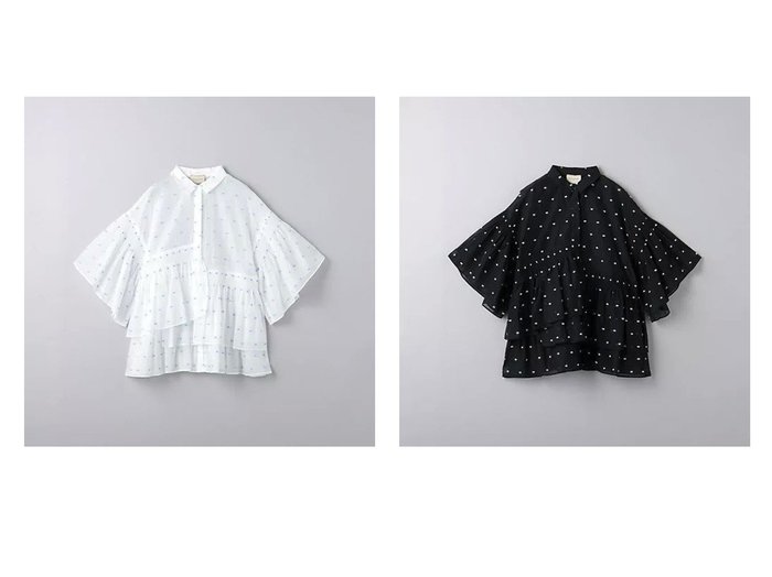 【UNITED ARROWS/ユナイテッドアローズ】のイレギュラー シャーリング ジャカードブラウス 6SL 【トップス、カットソー 人気通販 コーディネート通販】おすすめ！人気、トレンド、レディースファッションの通販    おすすめ人気トレンドファッション通販アイテム 人気、トレンドファッション・服の通販 founy(ファニー) 　ファッション　Fashion　レディースファッション　WOMEN　トップス・カットソー　Tops/Tshirt　シャツ/ブラウス　Shirts/Blouses　イレギュラー　Irregular　シャーリング　Shirring　ジャカード　Jacquard　フリル　Frills　おすすめ　Recommend　|ID:crp329100000195596