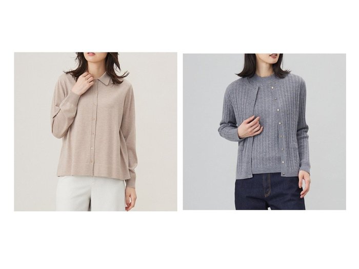 【J.PRESS/ジェイ プレス】の【洗える】WORSTED WOOL BLEND ポロ襟付き カーディガン&【洗える】KNIT BASIC クルーネック カーディガン 【トップス、カットソー 人気通販 コーディネート通販】おすすめ！人気、トレンド、レディースファッションの通販    おすすめ人気トレンドファッション通販アイテム 人気、トレンドファッション・服の通販 founy(ファニー) 　ファッション　Fashion　レディースファッション　WOMEN　トップス・カットソー　Tops/Tshirt　カーディガン　Cardigans　ニット　Knit Tops　洗える　Washable　カーディガン　Cardigan　クラシカル　Classical　コンパクト　Compact　スリット　Slit　バランス　Balance　A/W・秋冬　Aw・Autumn/Winter・Fw・Fall-Winter　NEW・新作・新着・新入荷　New Arrivals　おすすめ　Recommend　トレンド　Trend　エレガント 上品　Elegant　|ID:crp329100000195714