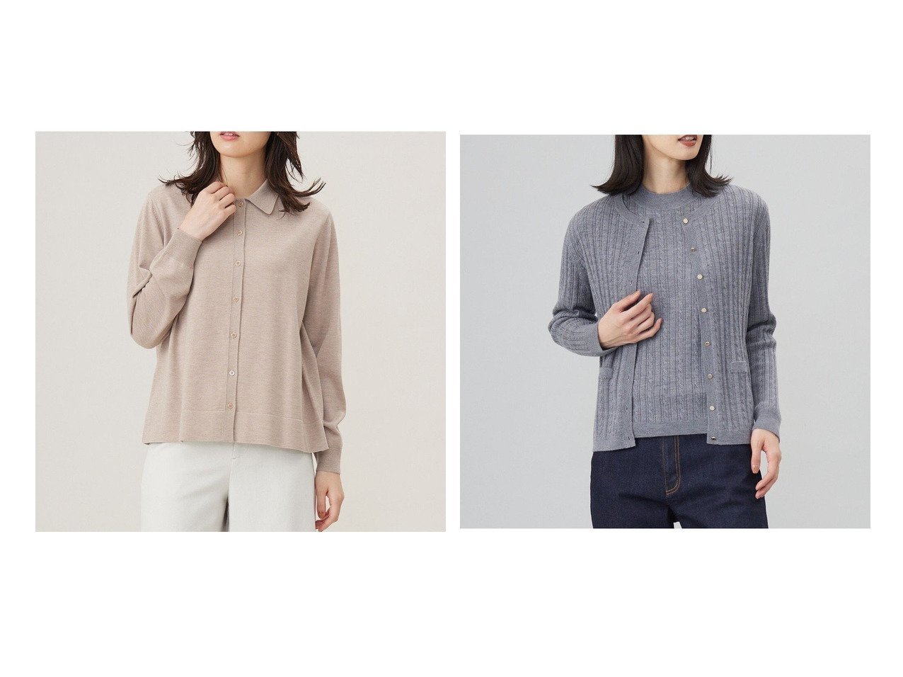 【J.PRESS/ジェイ プレス】の【洗える】WORSTED WOOL BLEND ポロ襟付き カーディガン&【洗える】KNIT BASIC クルーネック カーディガン 【トップス、カットソー 人気通販 コーディネート通販】おすすめ！人気、トレンド、レディースファッションの通販    おすすめ人気トレンドファッション通販アイテム インテリア・キッズ・メンズ・レディースファッション・服の通販 founy(ファニー) 　ファッション　Fashion　レディースファッション　WOMEN　トップス・カットソー　Tops/Tshirt　カーディガン　Cardigans　ニット　Knit Tops　洗える　Washable　カーディガン　Cardigan　クラシカル　Classical　コンパクト　Compact　スリット　Slit　バランス　Balance　A/W・秋冬　Aw・Autumn/Winter・Fw・Fall-Winter　NEW・新作・新着・新入荷　New Arrivals　おすすめ　Recommend　トレンド　Trend　エレガント 上品　Elegant　ブラック系　Black　グレー系　Gray　ベージュ系　Beige　ブルー系　Blue　オレンジ系　Orange　|ID:crp329100000195714