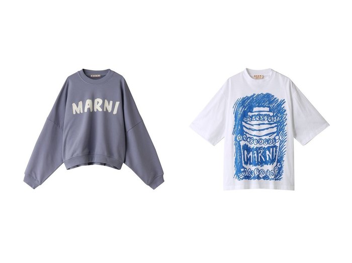 【MARNI/マルニ】の【MARNI 30th】アニバーサリーTシャツ&ペイントロゴスウェット 【トップス、カットソー 人気通販 コーディネート通販】おすすめ！人気、トレンド、レディースファッションの通販   おすすめ人気トレンドファッション通販アイテム インテリア・キッズ・メンズ・レディースファッション・服の通販 founy(ファニー) https://founy.com/ ファッション Fashion レディースファッション WOMEN トップス・カットソー Tops/Tshirt シャツ/ブラウス Shirts/Blouses パーカ Sweats ロング / Tシャツ T-Shirts スウェット Sweat カットソー Cut and Sewn ショート Short スウェット Sweat スリーブ Sleeve バランス Balance ロング Long NEW・新作・新着・新入荷 New Arrivals |ID:crp329100000195764