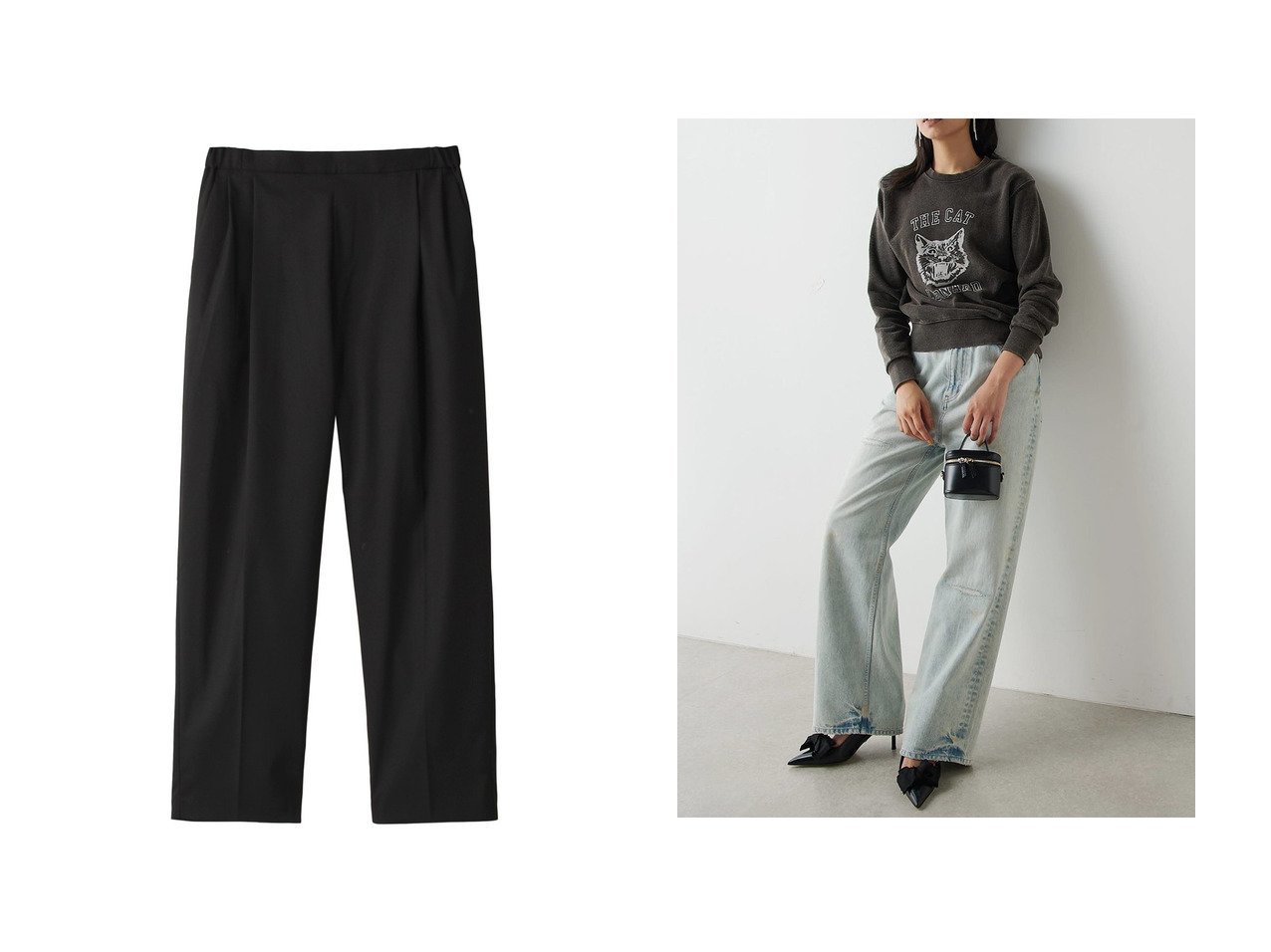 【Whim Gazette/ウィムガゼット】のダメージデニムパンツ&【MIDIUMISOLID/ミディウミソリッド】のcropped tapered PT パンツ 【パンツ 人気通販 コーディネート通販】おすすめ！人気、トレンド、レディースファッションの通販   おすすめ人気トレンドファッション通販アイテム インテリア・キッズ・メンズ・レディースファッション・服の通販 founy(ファニー) 　ファッション　Fashion　レディースファッション　WOMEN　パンツ　Pants　デニムパンツ　Denim Pants　シンプル　Simple　ストレッチ　Stretch　センター　Center　NEW・新作・新着・新入荷　New Arrivals　ブラック系　Black　ブルー系　Blue　|ID:crp329100000195801