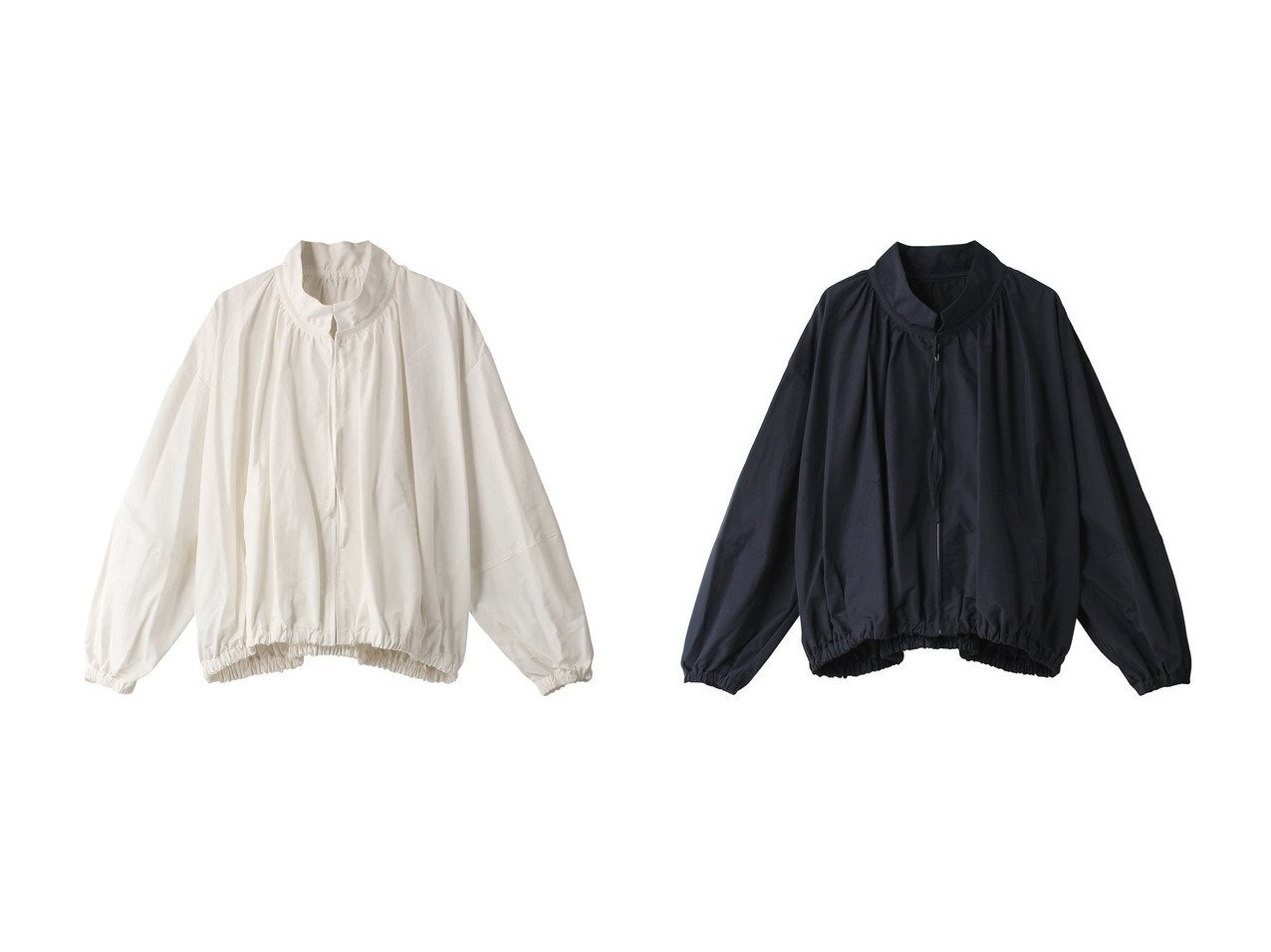 【MIDIUMISOLID/ミディウミソリッド】のNY spindle gather blouson ブルゾン 【アウター 人気通販 コーディネート通販】おすすめ！人気、トレンド、レディースファッションの通販  おすすめ人気トレンドファッション通販アイテム インテリア・キッズ・メンズ・レディースファッション・服の通販 founy(ファニー) 　ファッション　Fashion　レディースファッション　WOMEN　アウター　Coat Outerwear　ジャケット　Jackets　ブルゾン　Blouson/Jackets　シンプル　Simple　ジャケット　Jacket　スリット　Slit　トレンド　Trend　バルーン　Balloon　ブルゾン　Blouson　NEW・新作・新着・新入荷　New Arrivals　ホワイト系　White　ブルー系　Blue　ブラック系　Black　|ID:crp329100000195887