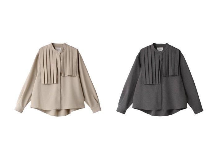 【MIDIUMISOLID/ミディウミソリッド】のfront pleats asymmetry shirt シャツ 【トップス、カットソー 人気通販 コーディネート通販】おすすめ！人気、トレンド、レディースファッションの通販  おすすめ人気トレンドファッション通販アイテム 人気、トレンドファッション・服の通販 founy(ファニー) 　ファッション　Fashion　レディースファッション　WOMEN　トップス・カットソー　Tops/Tshirt　シャツ/ブラウス　Shirts/Blouses　アシンメトリー　Asymmetry　コンパクト　Compact　スリーブ　Sleeve　パーティ　Party　フロント　Front　プリーツ　Pleats　ロング　Long　エレガント 上品　Elegant　NEW・新作・新着・新入荷　New Arrivals　無地　Plain Color　|ID:crp329100000195926