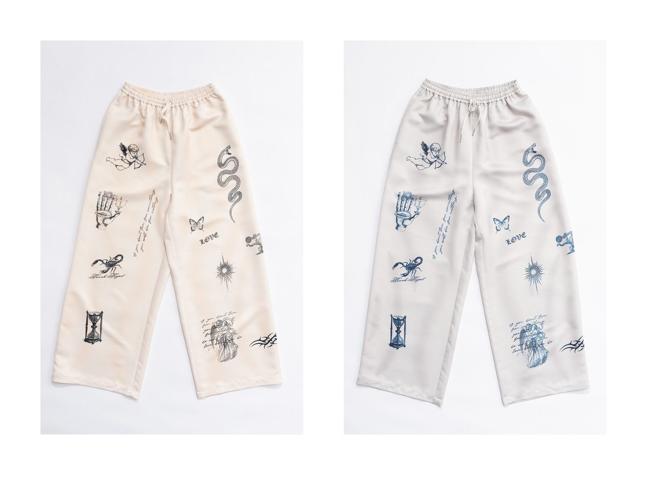 【PRANK PROJECT/プランク プロジェクト】のTATOOプリントパンツ/TATOO Printed Pants 【人気通販 コーディネート通販】おすすめ！人気、トレンド、レディースファッションの通販  おすすめ人気トレンドファッション通販アイテム インテリア・キッズ・メンズ・レディースファッション・服の通販 founy(ファニー) 　ファッション　Fashion　レディースファッション　WOMEN　パンツ　Pants　サテン　Satin　ダブル　Double　プリント　Print　モチーフ　Motif　リラックス　Relax　ヴィンテージ　Vintage　NEW・新作・新着・新入荷　New Arrivals　グレー系　Gray　イエロー系　Yellow　|ID:crp329100000196049