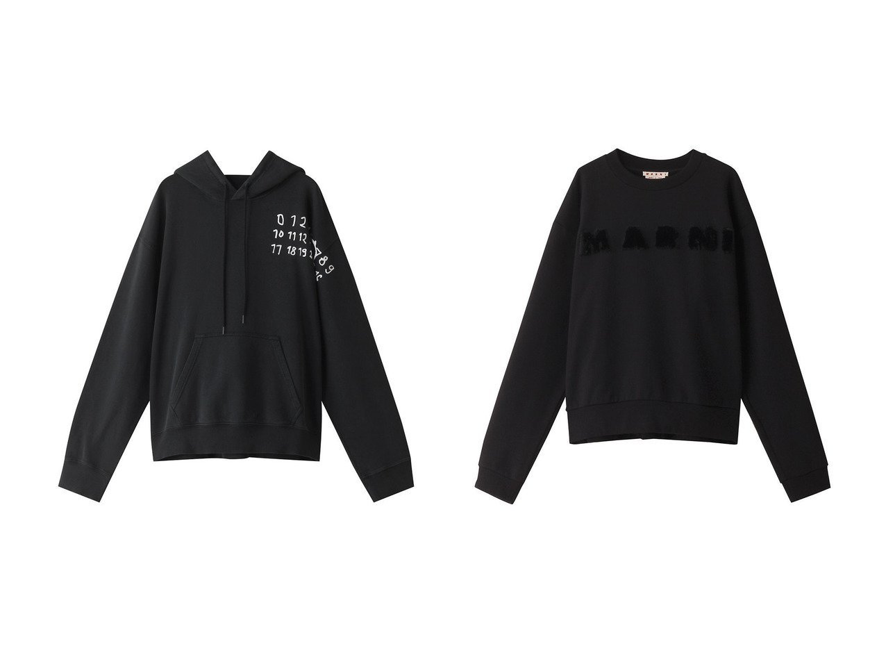 【MARNI / MEN/マルニ】の【MEN】ロゴスウェットシャツ&【MM6 Maison Margiela / MEN/エムエムシックス メゾンマルジェラ】の【MEN】Numeric logo フーディー スウェット トップス 【MEN】おすすめ！人気トレンド・男性、メンズファッションの通販 おすすめ人気トレンドファッション通販アイテム インテリア・キッズ・メンズ・レディースファッション・服の通販 founy(ファニー) 　ファッション　Fashion　メンズファッション　MEN　トップス・カットソー　Tops/Tshirt/Men　パーカ　Sweats　シャツ　Shirts　スウェット　Sweat　モチーフ　Motif　NEW・新作・新着・新入荷　New Arrivals　ブラック系　Black　|ID:crp329100000196117