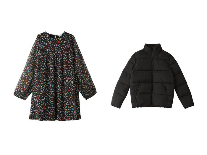 【STELLA McCARTNEY / KIDS/ステラ マッカートニー】の【KIDS】スタンドカラー ダウンコート&【KIDS】スタープリント ウーブンドレス 【KIDS】子供服のおすすめ！人気トレンド・キッズファッションの通販 おすすめ人気トレンドファッション通販アイテム 人気、トレンドファッション・服の通販 founy(ファニー) 　ファッション　Fashion　キッズファッション　KIDS　アウター　Coat Outerwear /Kids　ワンピース　Dress/Kids　A/W・秋冬　Aw・Autumn/Winter・Fw・Fall-Winter　アウトドア　Outdoor　スタンド　Stand　スリーブ　Sleeve　ダウン　Down　ロング　Long　NEW・新作・新着・新入荷　New Arrivals　|ID:crp329100000196122