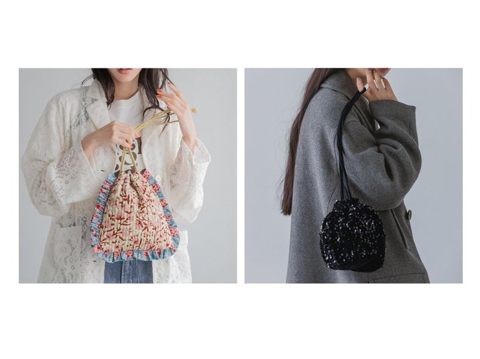 【LOWRYS FARM/ローリーズファーム】の【yuw】スパンコールミニBAG&フラワーフリルキンチャクBAG 【プチプライス、格安、低価格 人気通販 コーディネート通販】おすすめ！人気、トレンド、レディースファッションの通販   おすすめ人気トレンドファッション通販アイテム インテリア・キッズ・メンズ・レディースファッション・服の通販 founy(ファニー) https://founy.com/ ファッション Fashion レディースファッション WOMEN バッグ Bag シンプル Simple フリル Frills 巾着 Purse |ID:crp329100000196230