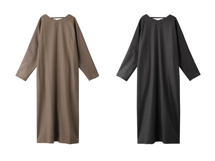 【PLAIN PEOPLE/プレインピープル】の【ESLOW】WOOL SAXONY OPENED BACK DRESS 【ワンピース、ドレス 人気通販 コーディネート通販】おすすめ！人気、トレンド、レディースファッションの通販   おすすめ人気トレンドファッション通販アイテム インテリア・キッズ・メンズ・レディースファッション・服の通販 founy(ファニー) https://founy.com/ ファッション Fashion レディースファッション WOMEN ワンピース Dress ドレス Party Dresses チュニック Tunic シューズ Shoes シンプル Simple チュニック Tunic ドレス Dress ファブリック Fabric ロング Long エレガント 上品 Elegant NEW・新作・新着・新入荷 New Arrivals |ID:crp329100000196246