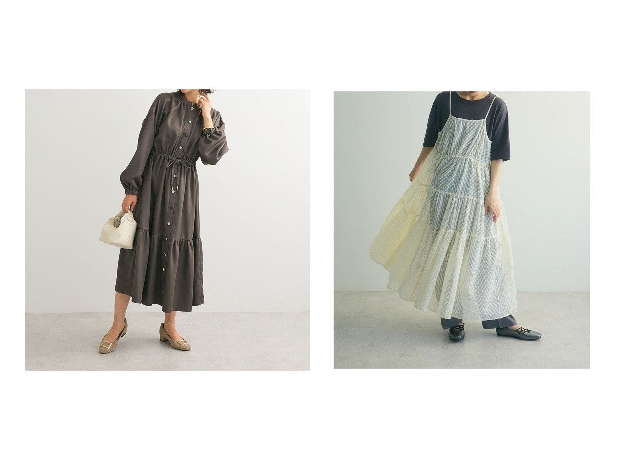 【Green Parks/グリーンパークス】のarmonia.ティアードシアーキャミワンピース&・ELENCARE DUE イロイロ釦ワンピース 【プチプライス、格安、低価格 人気通販 コーディネート通販】おすすめ！人気、トレンド、レディースファッションの通販   おすすめ人気トレンドファッション通販アイテム インテリア・キッズ・メンズ・レディースファッション・服の通販 founy(ファニー) 　ファッション　Fashion　レディースファッション　WOMEN　ワンピース　Dress　キャミワンピース　No Sleeve Dresses　NEW・新作・新着・新入荷　New Arrivals　A/W・秋冬　Aw・Autumn/Winter・Fw・Fall-Winter　S/S・春夏　Ss・Spring/Summer　おすすめ　Recommend　エレガント 上品　Elegant　ギャザー　Gather　クラシカル　Classical　サテン　Satin　スペシャル　Special　ヘムライン　Hemline　ポケット　Pocket　リボン　Ribbon　夏　Summer　グレー系　Gray　ブラック系　Black　ベージュ系　Beige　パープル系　Purple　イエロー系　Yellow　|ID:crp329100000196311