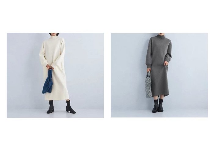 【green label relaxing / UNITED ARROWS/グリーンレーベル リラクシング / ユナイテッドアローズ】のダンボール ドルマンスリーブ ワンピース 【ワンピース、ドレス 人気通販 コーディネート通販】おすすめ！人気、トレンド、レディースファッションの通販   おすすめ人気トレンドファッション通販アイテム インテリア・キッズ・メンズ・レディースファッション・服の通販 founy(ファニー) https://founy.com/ ファッション Fashion レディースファッション WOMEN ワンピース Dress おすすめ Recommend なめらか Smooth アクセサリー Accessories カットソー Cut And Sew シューズ Shoes シンプル Simple ハイネック High Neck フォルム Form ベスト Vest エレガント 上品 Elegant 冬 Winter 秋 Autumn/Fall |ID:crp329100000196387