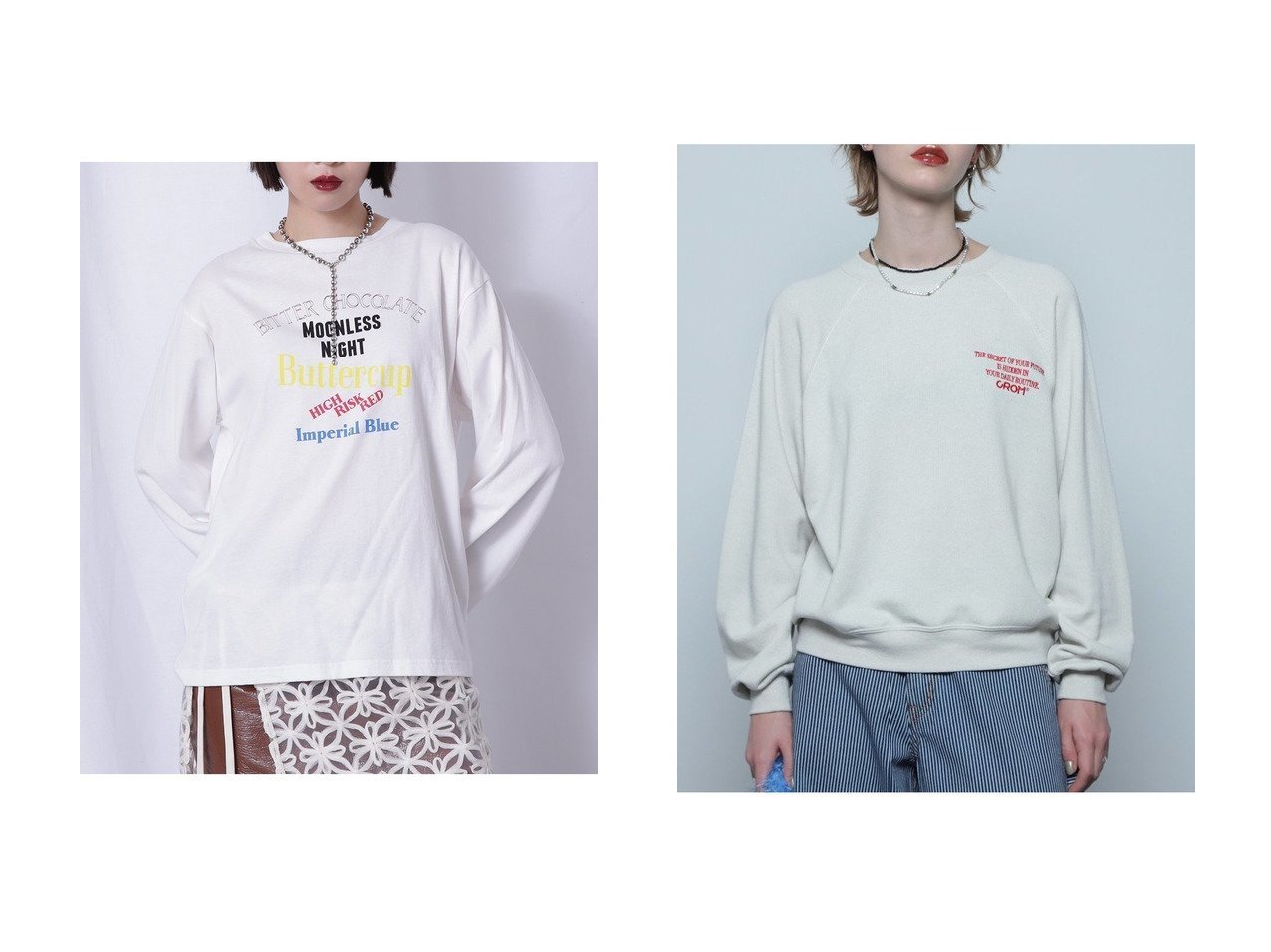 【ROSE BUD/ローズバッド】のロゴプリントロングTシャツ&ヴィンテージライクロゴスウェット 【トップス、カットソー 人気通販 コーディネート通販】おすすめ！人気、トレンド、レディースファッションの通販   おすすめ人気トレンドファッション通販アイテム インテリア・キッズ・メンズ・レディースファッション・服の通販 founy(ファニー) 　ファッション　Fashion　レディースファッション　WOMEN　トップス・カットソー　Tops/Tshirt　シャツ/ブラウス　Shirts/Blouses　ロング / Tシャツ　T-Shirts　カットソー　Cut and Sewn　パーカ　Sweats　スウェット　Sweat　カラフル　Colorful　カーディガン　Cardigan　グラフィック　Graphic　シンプル　Simple　スリーブ　Sleeve　プリント　Print　ロング　Long　NEW・新作・新着・新入荷　New Arrivals　ブラック系　Black　ホワイト系　White　ベージュ系　Beige　レッド系　Red　|ID:crp329100000196439