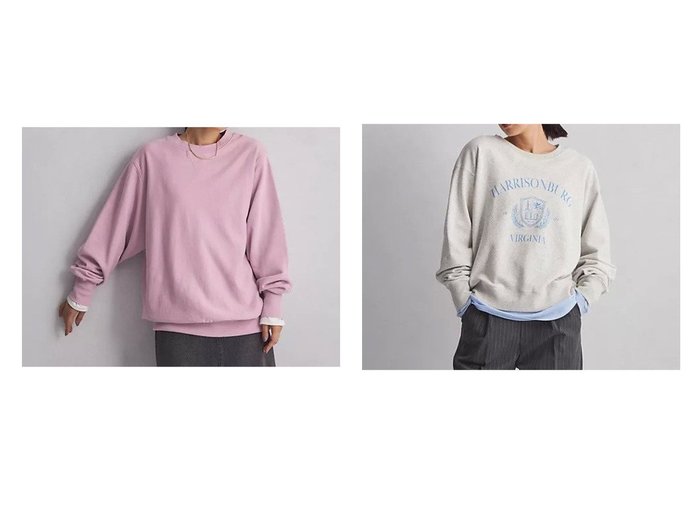 【green label relaxing / UNITED ARROWS/グリーンレーベル リラクシング / ユナイテッドアローズ】のルーズフィット スウェット プルオーバー&カレッジロゴ スウェット プルオーバー 【トップス、カットソー 人気通販 コーディネート通販】おすすめ！人気、トレンド、レディースファッションの通販   おすすめ人気トレンドファッション通販アイテム 人気、トレンドファッション・服の通販 founy(ファニー) ファッション Fashion レディースファッション WOMEN トップス・カットソー Tops/Tshirt パーカ Sweats プルオーバー Pullover スウェット Sweat 秋 Autumn/Fall スウェット Sweat デニム Denim 定番 Standard フレア Flare ロング Long ワイド Wide 冬 Winter おすすめ Recommend |ID:crp329100000196574