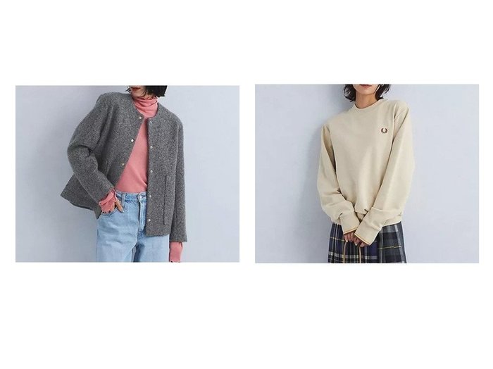 【green label relaxing / UNITED ARROWS/グリーンレーベル リラクシング / ユナイテッドアローズ】のクルーネック スウェット プルオーバー&ライトボア メタルドット カーディガン 【トップス、カットソー 人気通販 コーディネート通販】おすすめ！人気、トレンド、レディースファッションの通販   おすすめ人気トレンドファッション通販アイテム インテリア・キッズ・メンズ・レディースファッション・服の通販 founy(ファニー) https://founy.com/ ファッション Fashion レディースファッション WOMEN トップス・カットソー Tops/Tshirt カーディガン Cardigans パーカ Sweats プルオーバー Pullover スウェット Sweat おすすめ Recommend カーディガン Cardigan コンパクト Compact ドット Dot パッチ Patch フェイクファー Faux Fur フェミニン Feminine フロント Front ボトム Bottom ポケット Pocket マニッシュ Mannish メタル Metal ワイド Wide 冬 Winter 秋 Autumn/Fall 羽織 Haori シンプル Simple スウェット Sweat スポーツ Sports トレーナー Trainer ポロシャツ Polo Shirt ワンポイント One Point |ID:crp329100000196581