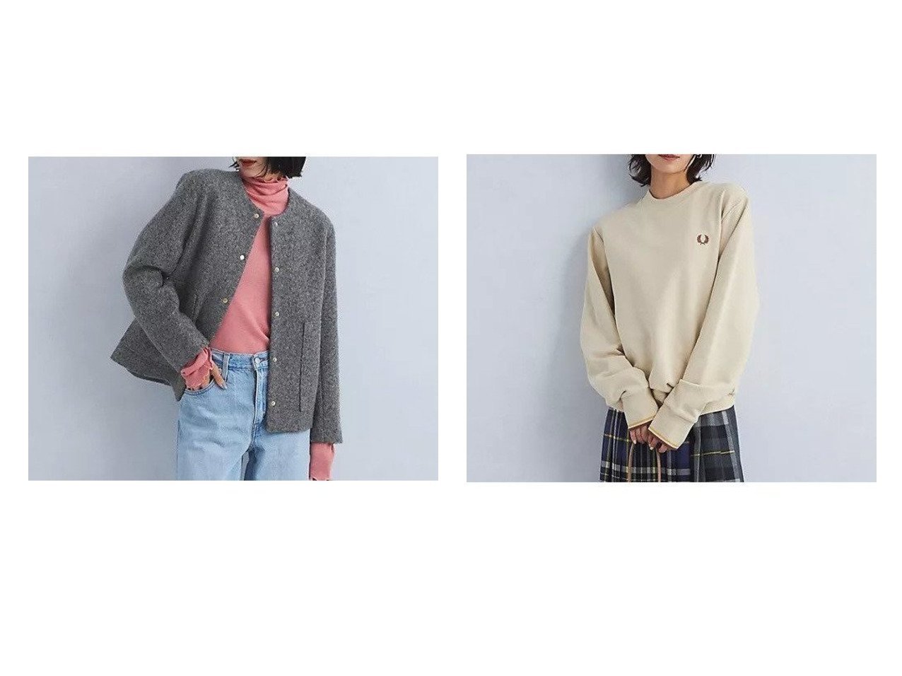 【green label relaxing / UNITED ARROWS/グリーンレーベル リラクシング / ユナイテッドアローズ】のクルーネック スウェット プルオーバー&ライトボア メタルドット カーディガン 【トップス、カットソー 人気通販 コーディネート通販】おすすめ！人気、トレンド、レディースファッションの通販   おすすめ人気トレンドファッション通販アイテム インテリア・キッズ・メンズ・レディースファッション・服の通販 founy(ファニー) 　ファッション　Fashion　レディースファッション　WOMEN　トップス・カットソー　Tops/Tshirt　カーディガン　Cardigans　パーカ　Sweats　プルオーバー　Pullover　スウェット　Sweat　おすすめ　Recommend　カーディガン　Cardigan　コンパクト　Compact　ドット　Dot　パッチ　Patch　フェイクファー　Faux Fur　フェミニン　Feminine　フロント　Front　ボトム　Bottom　ポケット　Pocket　マニッシュ　Mannish　メタル　Metal　ワイド　Wide　冬　Winter　秋　Autumn/Fall　羽織　Haori　シンプル　Simple　スウェット　Sweat　スポーツ　Sports　トレーナー　Trainer　ポロシャツ　Polo Shirt　ワンポイント　One Point　グレー系　Gray　ブルー系　Blue　ブラック系　Black　|ID:crp329100000196581