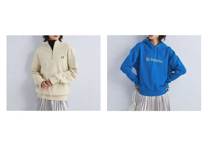 【green label relaxing / UNITED ARROWS/グリーンレーベル リラクシング / ユナイテッドアローズ】のハーフジップ スウェット プルオーバー&【別注】 フーディー プルオーバー パーカー 【トップス、カットソー 人気通販 コーディネート通販】おすすめ！人気、トレンド、レディースファッションの通販   おすすめ人気トレンドファッション通販アイテム 人気、トレンドファッション・服の通販 founy(ファニー) 　ファッション　Fashion　レディースファッション　WOMEN　トップス・カットソー　Tops/Tshirt　パーカ　Sweats　プルオーバー　Pullover　スウェット　Sweat　秋　Autumn/Fall　シンプル　Simple　スウェット　Sweat　スポーツ　Sports　フェミニン　Feminine　ポロシャツ　Polo Shirt　ワンポイント　One Point　冬　Winter　おすすめ　Recommend　|ID:crp329100000196582