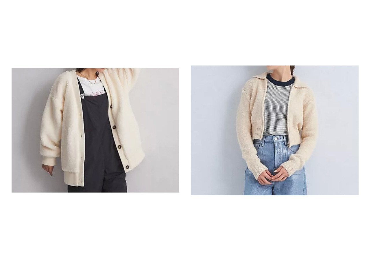 【green label relaxing / UNITED ARROWS/グリーンレーベル リラクシング / ユナイテッドアローズ】のボア Vネック カーディガン&フラッフィー ジップアップ カーディガン 【トップス、カットソー 人気通販 コーディネート通販】おすすめ！人気、トレンド、レディースファッションの通販   おすすめ人気トレンドファッション通販アイテム インテリア・キッズ・メンズ・レディースファッション・服の通販 founy(ファニー) 　ファッション　Fashion　レディースファッション　WOMEN　トップス・カットソー　Tops/Tshirt　カーディガン　Cardigans　Vネック　V-Neck　おすすめ　Recommend　カーディガン　Cardigan　デニム　Denim　冬　Winter　定番　Standard　秋　Autumn/Fall　羽織　Haori　シンプル　Simple　ジップ　Zip　ジップアップ　Zip Up　トレンド　Trend　ボトム　Bottom　モダン　Modern　ワイド　Wide　グレー系　Gray　ホワイト系　White　ベージュ系　Beige　|ID:crp329100000196583