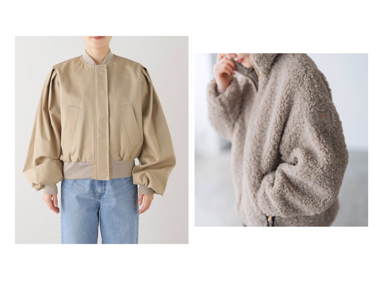 【IENA/イエナ】のタトラス LUELA ルエラ ボアブルゾン&ニナ リッチ COTTON TWILL BOMBER JK ジャケット 24ACMA003CO1076 【人気通販 コーディネート通販】おすすめ！人気、トレンド、レディースファッションの通販   おすすめ人気トレンドファッション通販アイテム インテリア・キッズ・メンズ・レディースファッション・服の通販 founy(ファニー) 　ファッション　Fashion　レディースファッション　WOMEN　アウター　Coat Outerwear　ジャケット　Jackets　ブルゾン　Blouson/Jackets　イタリア　Italy　ジャケット　Jacket　フランス　France　ロマンティック　Romantic　コレクション　Collection　ショルダー　Shoulder　ダウン　Down　ドロップ　Drop　人気　Popularity　ブルゾン　Blouson　ミラノ　Milan　リラックス　Relax　ワイド　Wide　A/W・秋冬　Aw・Autumn/Winter・Fw・Fall-Winter　エレガント 上品　Elegant　ベージュ系　Beige　グレー系　Gray　|ID:crp329100000196773