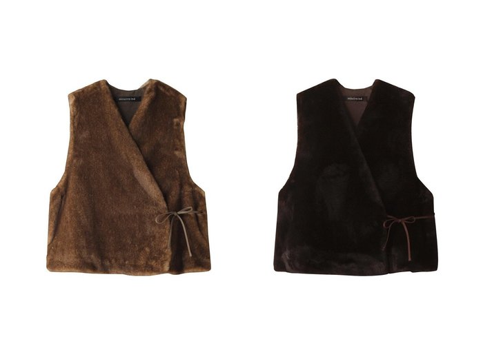 【mizuiro ind/ミズイロ インド】のimitation fur short vest ベスト 【アウター 人気通販 コーディネート通販】おすすめ！人気、トレンド、レディースファッションの通販   おすすめ人気トレンドファッション通販アイテム 人気、トレンドファッション・服の通販 founy(ファニー) ファッション Fashion レディースファッション WOMEN アウター Coat Outerwear ジャケット Jackets シンプル Simple ジャケット Jacket パーティ Party フェイクファー Faux Fur ベスト Vest リボン Ribbon NEW・新作・新着・新入荷 New Arrivals |ID:crp329100000197072