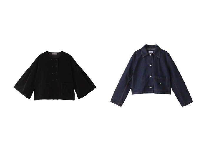 【nest Robe/ネストローブ】のコットンリネンベルベットギャザースリーブジャケット&【MAISON KITSUNE/メゾン キツネ】のDENIM クロップドジャケット 【アウター 人気通販 コーディネート通販】おすすめ！人気、トレンド、レディースファッションの通販   おすすめ人気トレンドファッション通販アイテム 人気、トレンドファッション・服の通販 founy(ファニー) ファッション Fashion レディースファッション WOMEN アウター Coat Outerwear ジャケット Jackets ブルゾン Blouson/Jackets クラシカル Classical ジャケット Jacket ダブル Double ベルベット Velvet リラックス Relax ロング Long エレガント 上品 Elegant NEW・新作・新着・新入荷 New Arrivals |ID:crp329100000197087