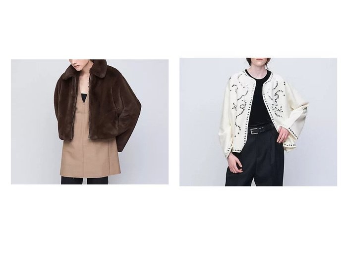 【UNITED ARROWS/ユナイテッドアローズ】のフェイクファー ジップブルゾン&スパンコール ニット ジャケット 【アウター 人気通販 コーディネート通販】おすすめ！人気、トレンド、レディースファッションの通販   おすすめ人気トレンドファッション通販アイテム 人気、トレンドファッション・服の通販 founy(ファニー) 　ファッション　Fashion　レディースファッション　WOMEN　アウター　Coat Outerwear　ブルゾン　Blouson/Jackets　ジャケット　Jackets　シンプル　Simple　フェイクファー　Faux Fur　フラット　Flat　ポケット　Pocket　おすすめ　Recommend　|ID:crp329100000197135