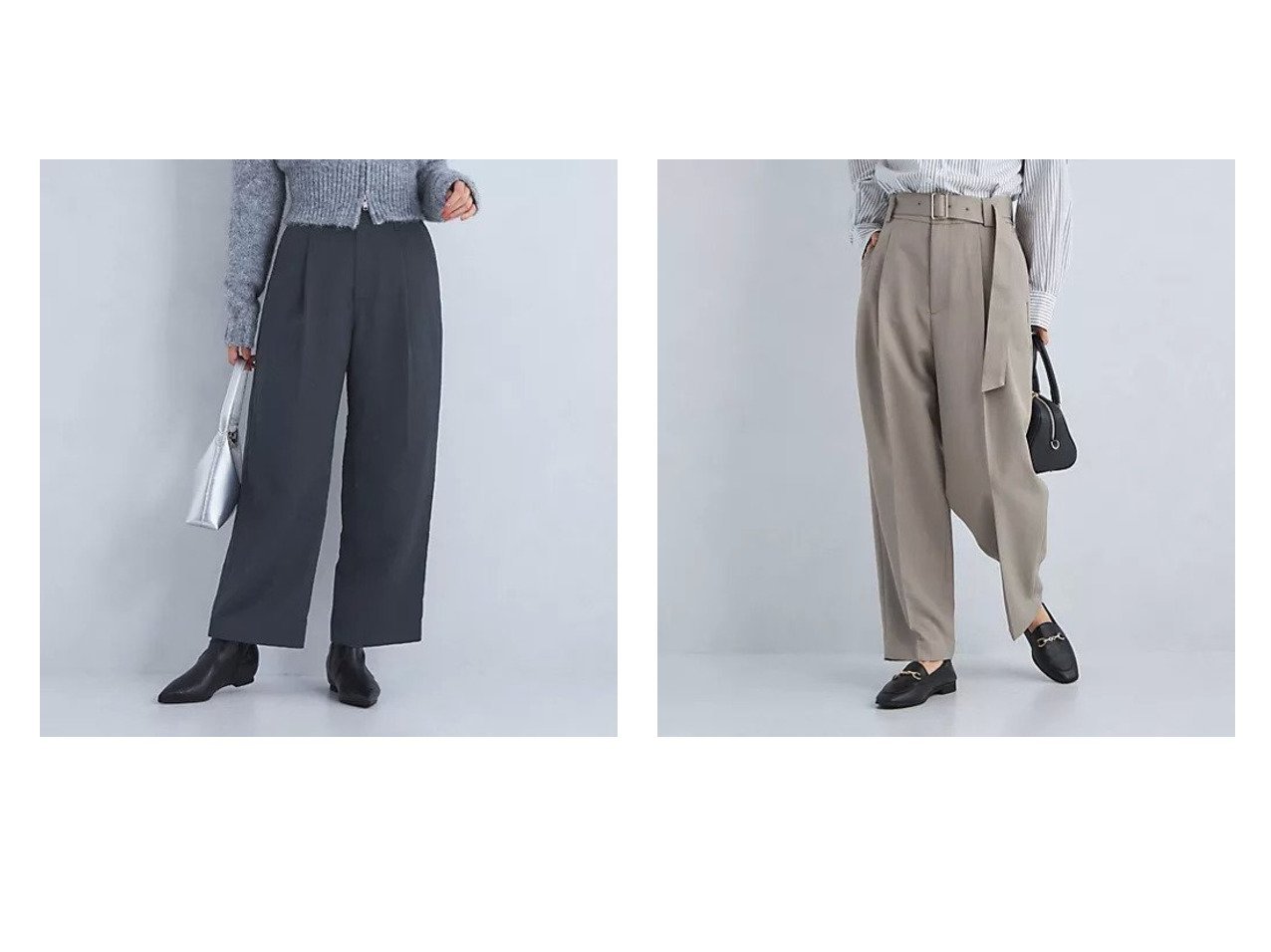 【green label relaxing / UNITED ARROWS/グリーンレーベル リラクシング / ユナイテッドアローズ】のベルテッド コクーン パンツ&サテン スラックス パンツ 【パンツ 人気通販 コーディネート通販】おすすめ！人気、トレンド、レディースファッションの通販   おすすめ人気トレンドファッション通販アイテム インテリア・キッズ・メンズ・レディースファッション・服の通販 founy(ファニー) 　ファッション　Fashion　レディースファッション　WOMEN　パンツ　Pants　おすすめ　Recommend　エアリー　Airy　サテン　Satin　スラックス　Slacks　ワッシャー　Washer　エレガント 上品　Elegant　冬　Winter　秋　Autumn/Fall　春　Spring　コクーン　Cocoon　コンパクト　Compact　トレンド　Trend　フォルム　Form　マニッシュ　Mannish　ルーズ　Loose　ロング　Long　ビジネス 仕事 通勤　Business　ブルー系　Blue　レッド系　Red　|ID:crp329100000197265