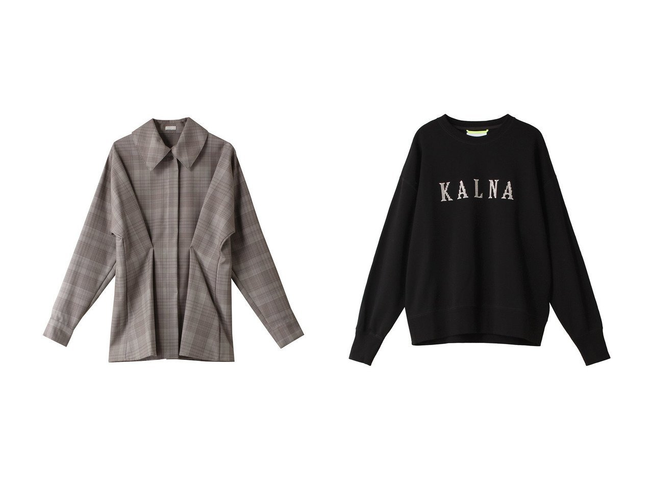 【SEEALL/シーオール】のチェック タック シャツ&【KALNA/カルナ】のクロス刺しゅう ロゴスウェット プルオーバー 【トップス、カットソー 人気通販 コーディネート通販】おすすめ！人気、トレンド、レディースファッションの通販   おすすめ人気トレンドファッション通販アイテム インテリア・キッズ・メンズ・レディースファッション・服の通販 founy(ファニー) 　ファッション　Fashion　レディースファッション　WOMEN　トップス・カットソー　Tops/Tshirt　シャツ/ブラウス　Shirts/Blouses　パーカ　Sweats　ロング / Tシャツ　T-Shirts　プルオーバー　Pullover　スウェット　Sweat　カットソー　Cut and Sewn　スウェット　Sweat　スタイリッシュ　Stylish　スリーブ　Sleeve　ロング　Long　NEW・新作・新着・新入荷　New Arrivals　グレー系　Gray　ブラック系　Black　ブラウン系　Brown　ベージュ系　Beige　|ID:crp329100000197320